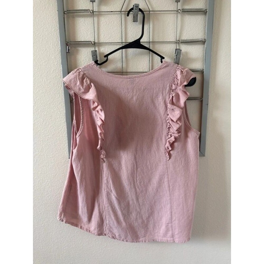 Pink Ruffle Button-Down Blouse - Picture 4 of 4